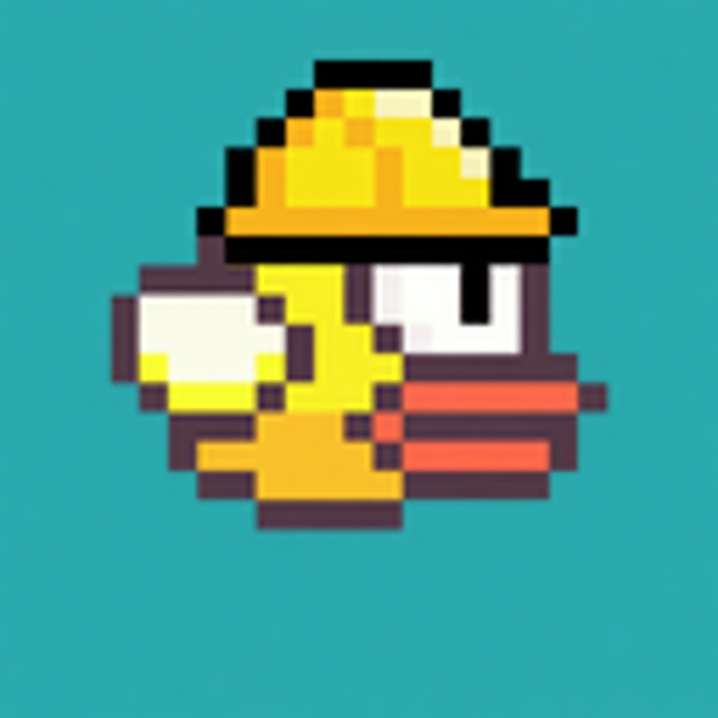 Flappy bird wearing a yellow construction hard hat
